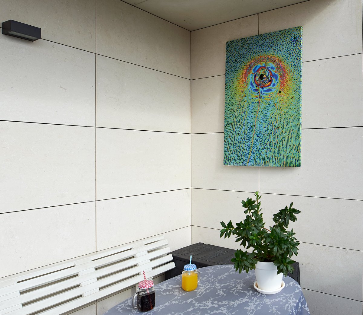 "The beauty of defects" A #HiddenRefletionsArt decorating a terrace. NFT picture available via 
<a href="/opensesa/">OpenSesame</a>
 
opensea.io/assets/0x495f9…
#OpenseaNFT