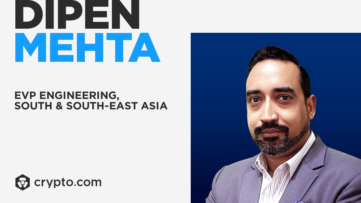cryptocom's tweet photo. https://t.co/vCNztATSCO is proud to announce the appointment of Dipen Mehta as EVP, Engineering, South &amp; South East Asia

https://t.co/RCCeK6suRJ https://t.co/6FIJlohwI8
