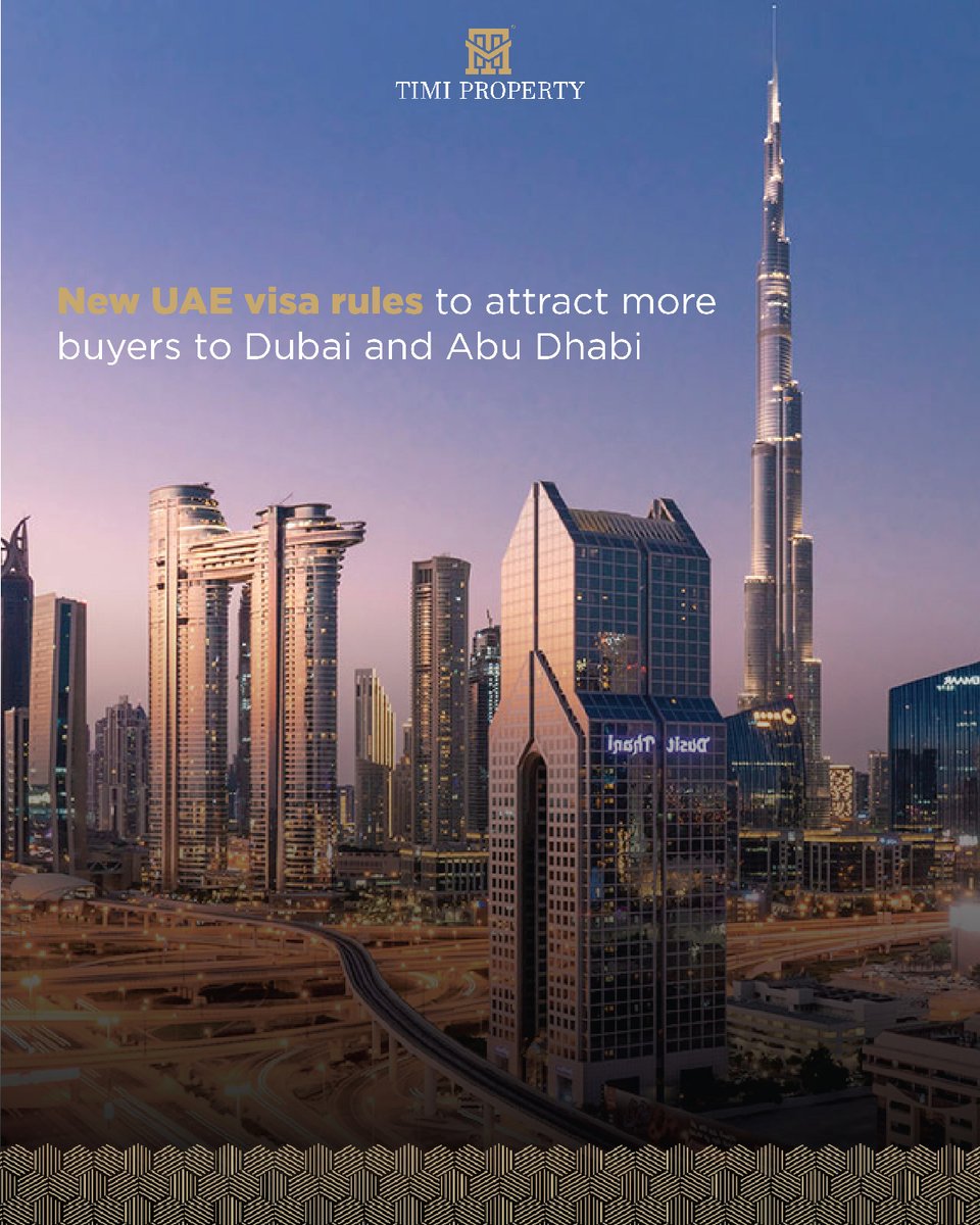 TimiProperty's tweet photo. The recently announced changes to the UAE visa residency are said to "hugely benefit" the country's real estate market by bringing a significant influx of buyers. The new rules are set to come into effect by September. https://t.co/tcTQY2c6bT