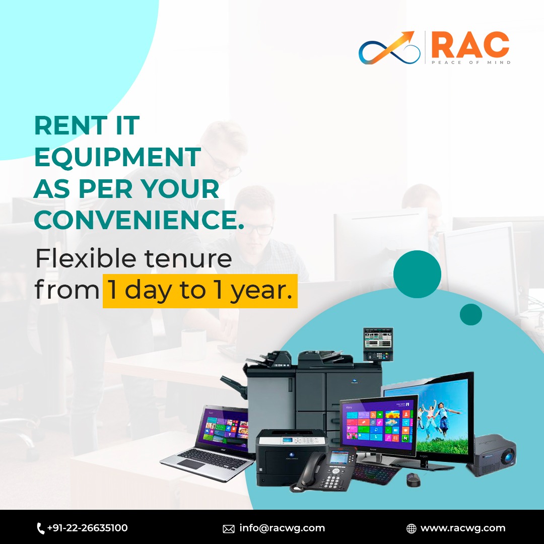 RACINFRARENTAL's tweet photo. Renting IT equipment according to your needs and according to your time flexibility does seem impossible to you right? Well because of this Rac is here for your to satisfy your needs.
Check our website at: https://t.co/Ry2J7sLxRY
Connect on call - +91-22-26635100
.
.
.
#racinfra https://t.co/ouTR4BmMGd