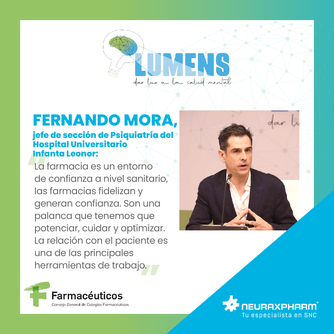 😀Agradecemos su participación en la presentación de “#Lumens: dar luz a la #SaludMental” a:
🔹Fernando Mora, Jefe de sección de Psiquiatría del Hospital Universitario Infanta Leonor (@Dr_Fmora).
