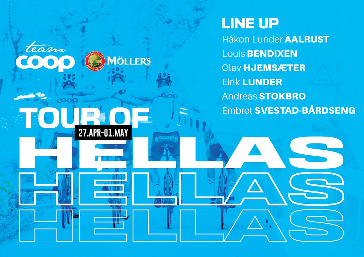 We are very happy to back racing in Greece, this time for the Tour of Hellas! This is how we line up for the 5-day stage race, starting in Crete tomorrow. 

#coopnorge #møllerstran #husktranendin