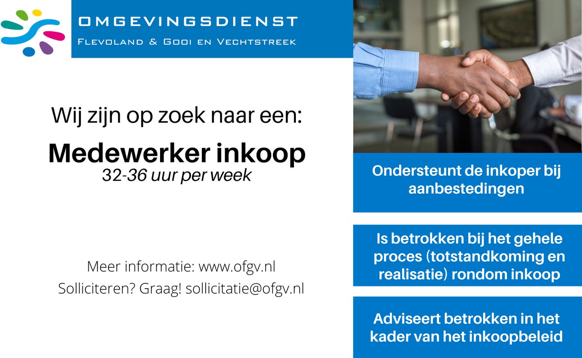 Als medewerker #inkoop bij de OFGV kun je een veelzijdig takenpakket verwachten. Nieuwsgierig? Lees dan meer informatie op de website en solliciteer! #werkenbij #omgevingsdienst ofgv.nl/werken-bij/vac…