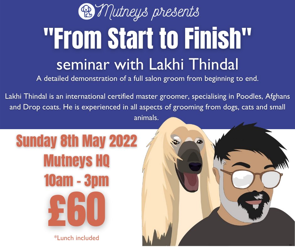 Themutneysdog's tweet image. Less than 2 weeks to go until #LakhiThindal's 'From Start to Finish' Seminar at #Mutneys HQ! 

A detailed demonstration of a full salon groom from beginning to end including bathing, prepping, handling and grooming. 

Secure your tickets today: mutneys.com/.../from-start…