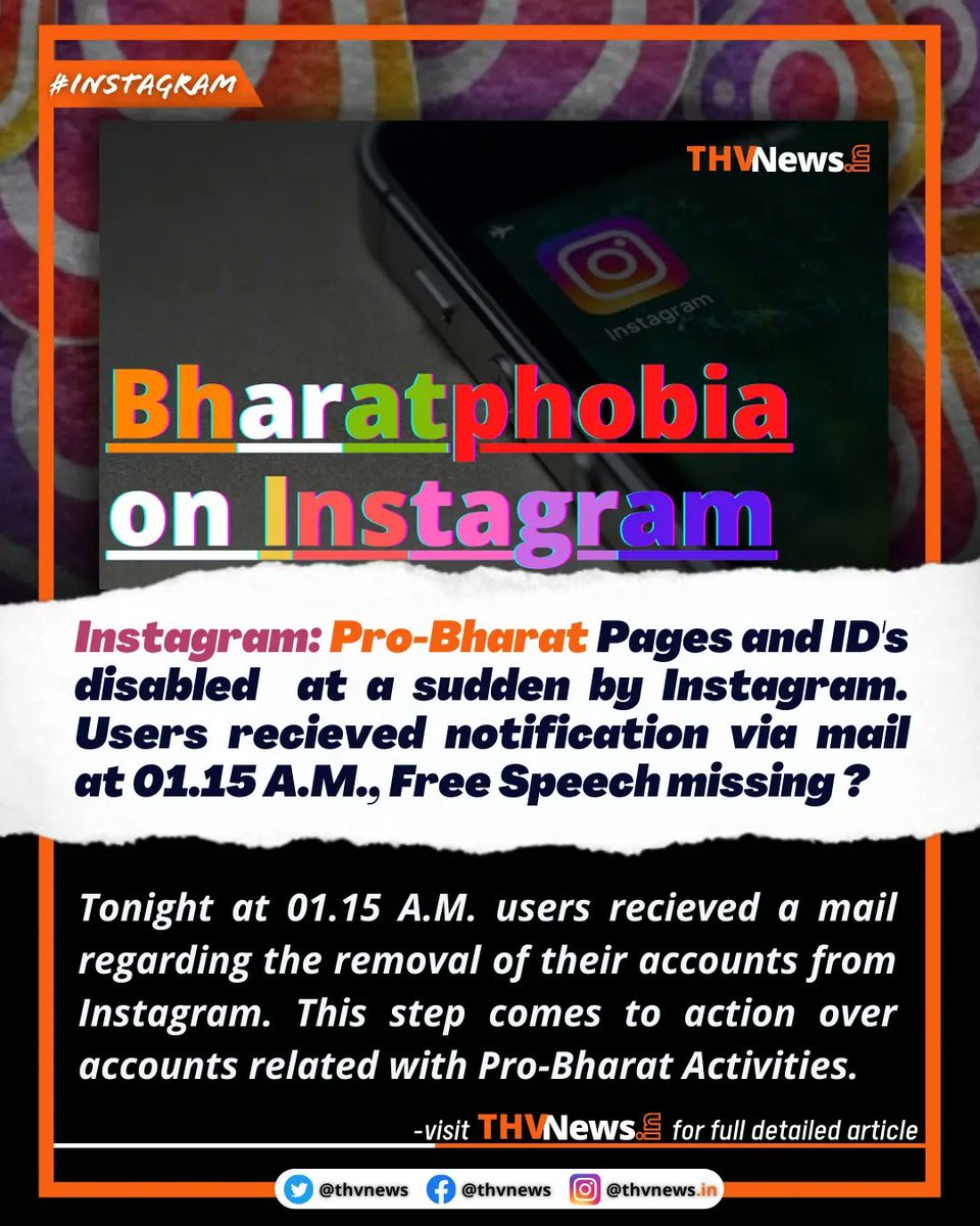 ThvNews's tweet photo. @instagram disabled multiple accounts associated with the Pro-Bharat activities.

Thread-1 https://t.co/9ZgpESBcs8
