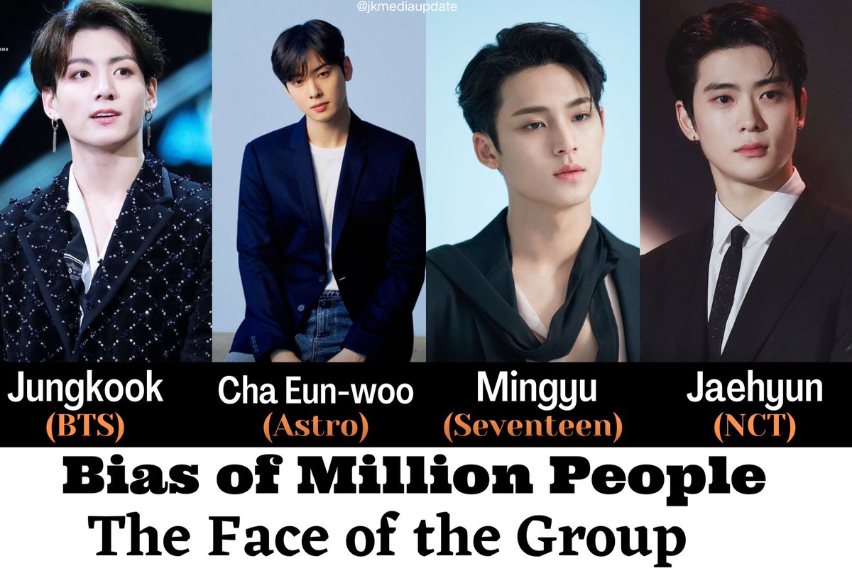 JKMediaUpdate's tweet photo. [INFO📑] Jungkook with his 97 liner besties Cha Eun-Woo, Jaehyun &amp; Mingyu were named by Media as the "Bias of Million People" and dubbed as "The Face of the Group" because they are popular even outside of their respective fandoms  &amp; most people know them. https://t.co/q3zu2Gle2o