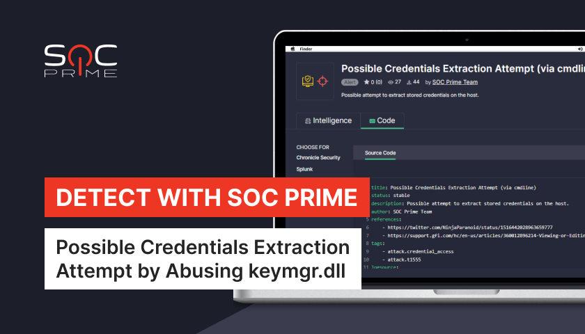 SOC_Prime's tweet photo. Detect possible attempts to extract stored credentials on the host with a #Sigma rule released by the SOC Prime team.
https://t.co/eHi7BIGg04
#DFIR #admin #Windows #threathunting #BlueTeam #datadump #infosec #OS #vulnerability #infosec #threatdetection #cybersecurity #soclib https://t.co/Qk5Yzktb20