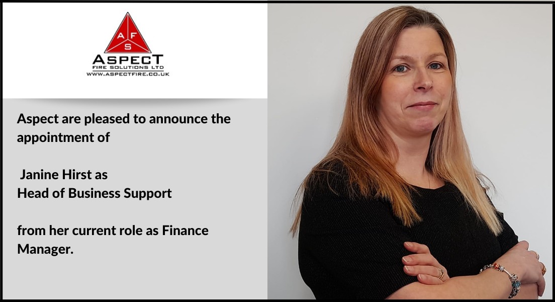 Aspect are pleased to announce the appointment of Janine Hirst as Head of Business Support. Congratulations Janine! - full story on our website aspectfire.co.uk