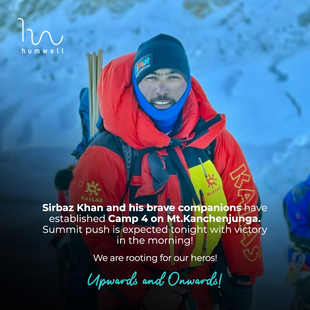 hum_well's tweet photo. Team HumWell congratulates Sirbaz Khan for overcoming the harsh challenges and setting up camp 4 on mount Kanchenjunga successfully.
We are cheering for our champion to climb the top and wave the flag of Pakistan.
Upwards and Onwards!
#HumWell #SirbazKhan #ProudSponsors https://t.co/Dp5sVTbGTO