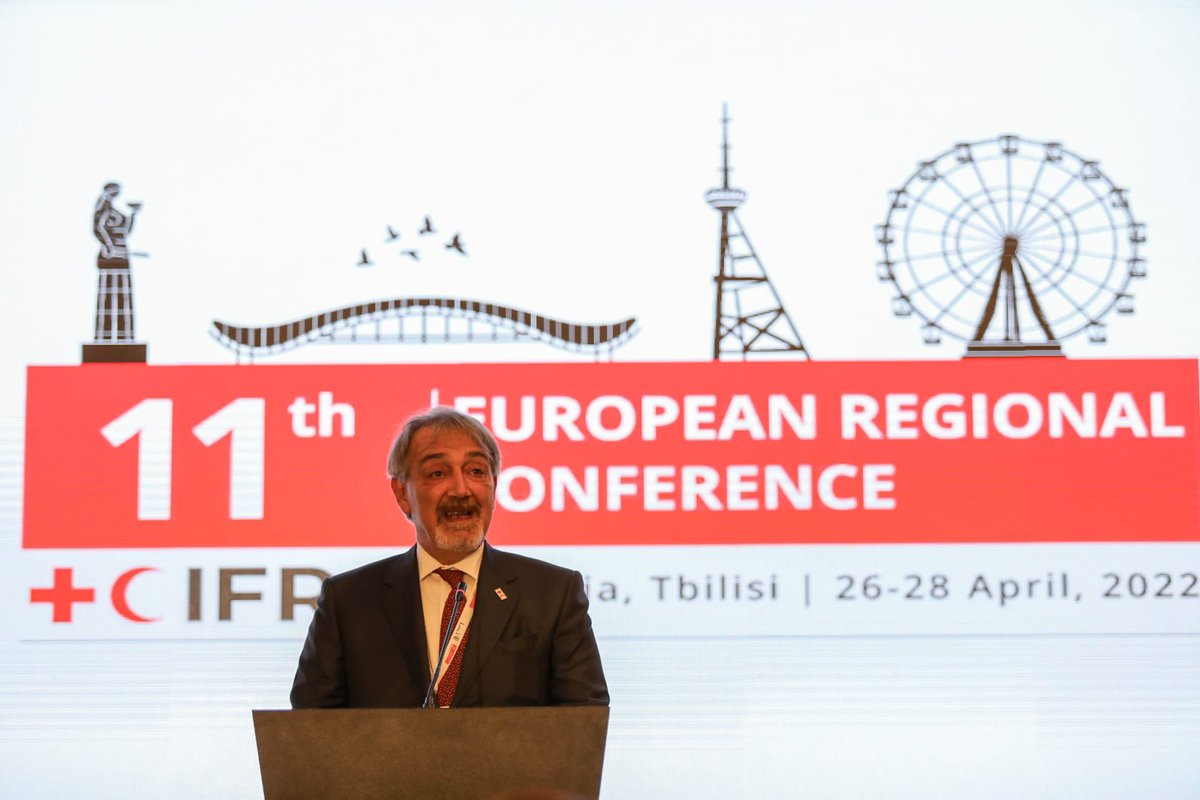 Francescorocca's tweet photo. Honored to open the 11th @ifrc European Regional conference with our #RedCross #RedCrescent leaders from Europe &amp; Central Asia. 

Our humanitarian response inside &amp; outside #Ukraine will be the main focus of our discussion. 

Thank you @RedCrossGeorgia for hosting us!

#Tbilisi22 https://t.co/9DbckOjBSO