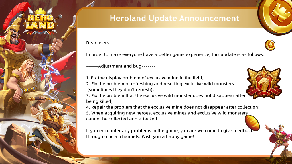 📢Heroland Update Announcement

⏰Update time:14:00 UTC+8--16:00 UTC+8, 27th Apr.
🔥Don't be left out &amp; check the detail info👇
#GameFi #P2E #Blockchain