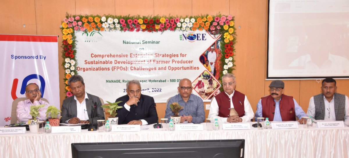 MANAGE in collaboration with INSEE organized  a National Seminar on “Comprehensive #Extension Strategies for Sustainable Development of #FarmerProducerOrganizations (#FPOs): Issues and Challenges” during 22-24 April 2022 at MANAGE. 
#fpc #nabard #sfac
@AgriGoI
@chandraagri