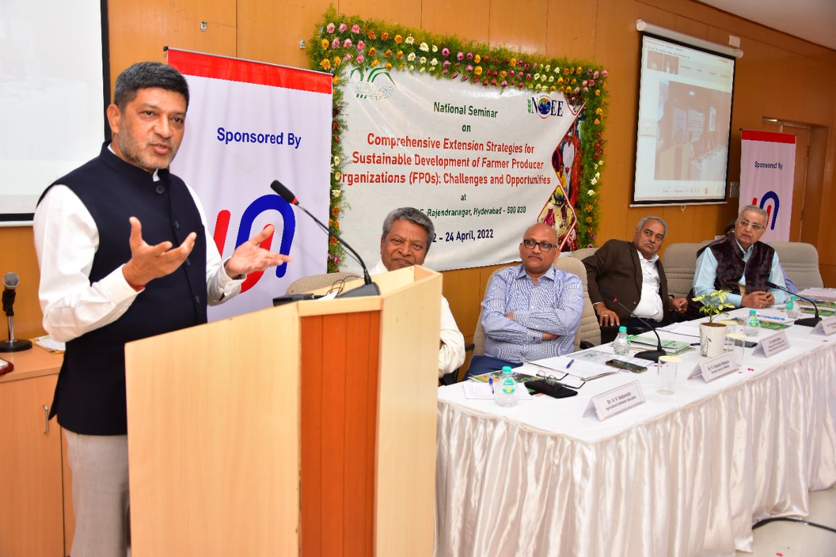 MANAGE #INSEE National seminar on FPOs concluded on 24April2022. The Valedictory address was delivered by Dr Ashok Dalwai, Chairman, Doubling Farmers’ Income Committee and CEO, NRAA. Dr P Chandra Shekara, DG #MANAGE highlighted key issues. #FPC #nabard #sfac
@AgriGoI
@chandraagri
