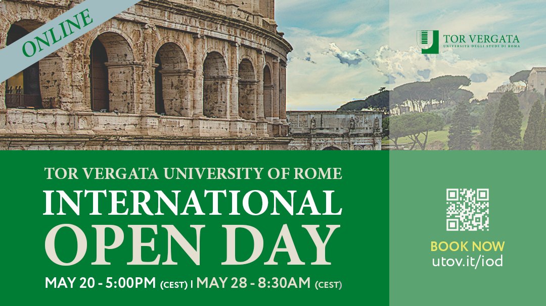 International #OpenDay on 20 and 28 May 2022! Apply now to our MSc in EEBL. The deadline for #internationalstudents is 10 June 2022! 
web.uniroma2.it/en/contenuto/i…
@unitorvergata @EconTorVergata 
#eebl #torvergata #universityofrome #schoolofeconomics #callforapplications