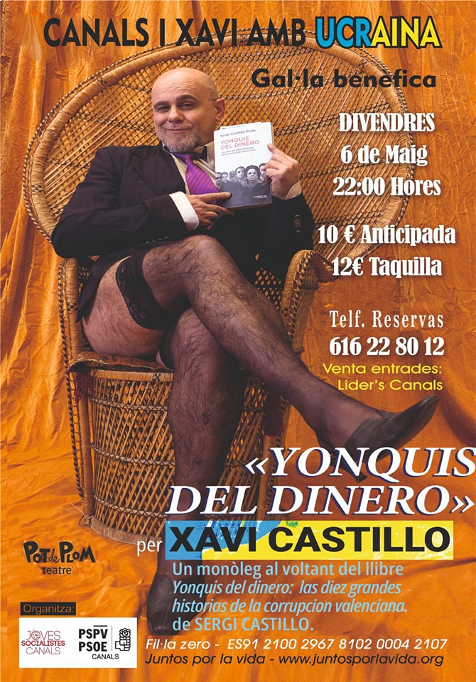 🔴ACTUACIÓ BENÈFICA A CANALS‼️
Organitzat junt els <a href="/PSPV_CANALS/">Socialistes Canals</a>, a benefici de l'associació Juntos por la vida.

Podeu comprar les entrades a Lider's Canals i reservar al telèfon 616 22 80 12, i si no podeu vindre, però voleu ajudar, hi ha una fila zero.