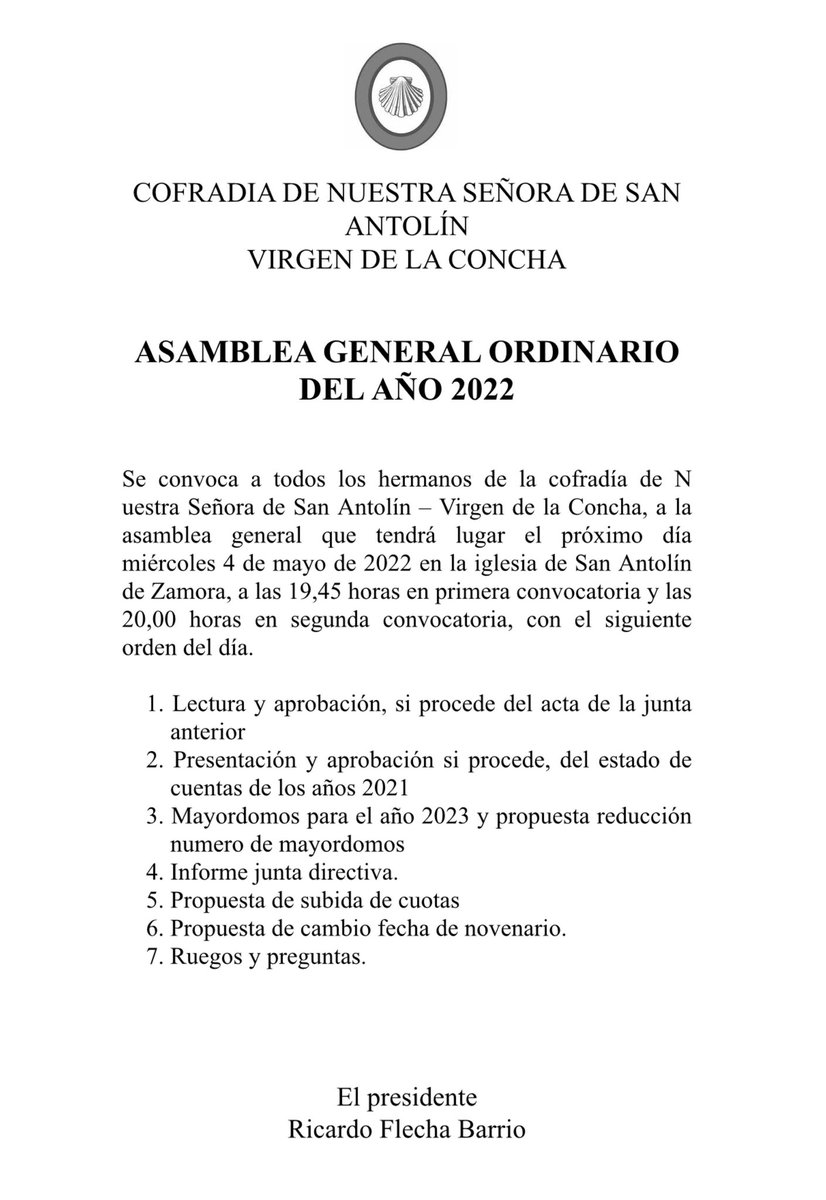 VirgendlaConcha's tweet photo. 🛑🛑 CONVOCATORIA ASAMBLEA GENERAL ORDINARIA AÑO 2022 🛑🛑 https://t.co/IeD74CG9kA