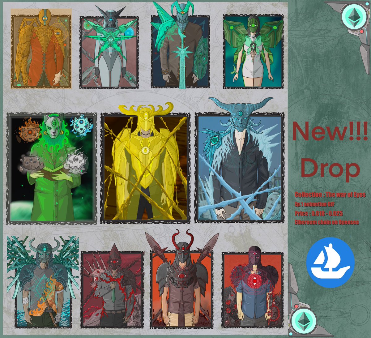 This evening will drop 3 pieces.
With a boiling call, The war of eyes
Every piece is a vidio GIF, each 0.018 - 0.025 Eth.
<a href="/opensea/">OpenSea</a> 
Please follow me : opensea.io/collection/the…

#NFT買います #NFT宣伝枠 #NFTCommumity #NFTs #NFTJPN #NFTProjects #NFT #nftcollectors #NFTCollection