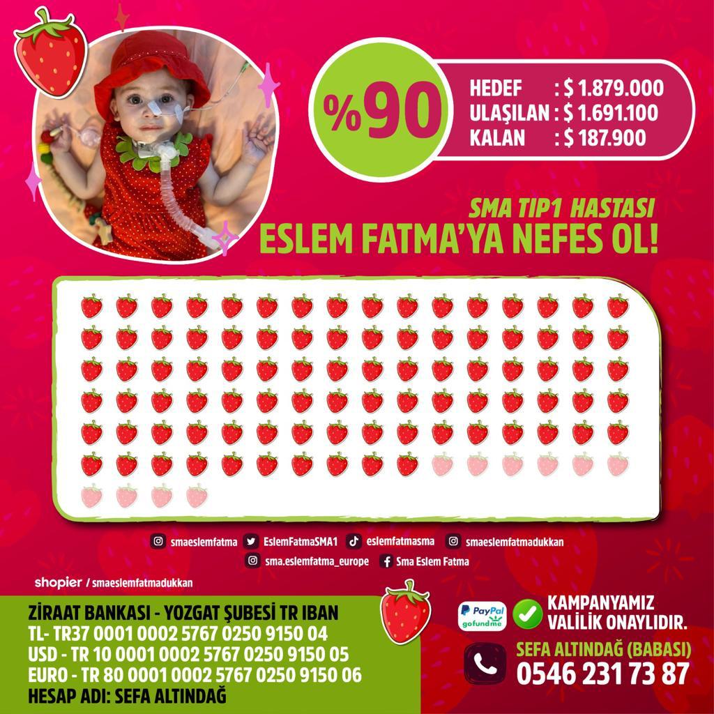 Merhaba Sevgili Yol Arkadaşlarım;
Destekleriniz sayesinde kampanyam %90 a ulaştı.🍓
Hepinize çok teşekkür ederim 🙏🏼
Yürüyeceğim günlerin yaklaştığını hissediyorum ve mutlu oluyorum.🥰
Yüzdelerimi hızlandırıp Zolgensma tedavime ulaşmam için desteklerinize hala çok ihtiyacım var!