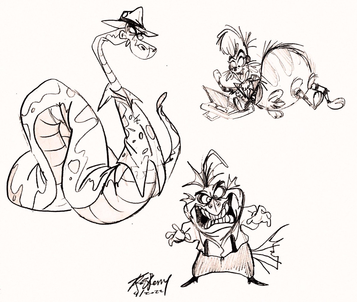 Mr. Snake, Ms. Tarantula and Mr. Piranha quick doodles!! XD 