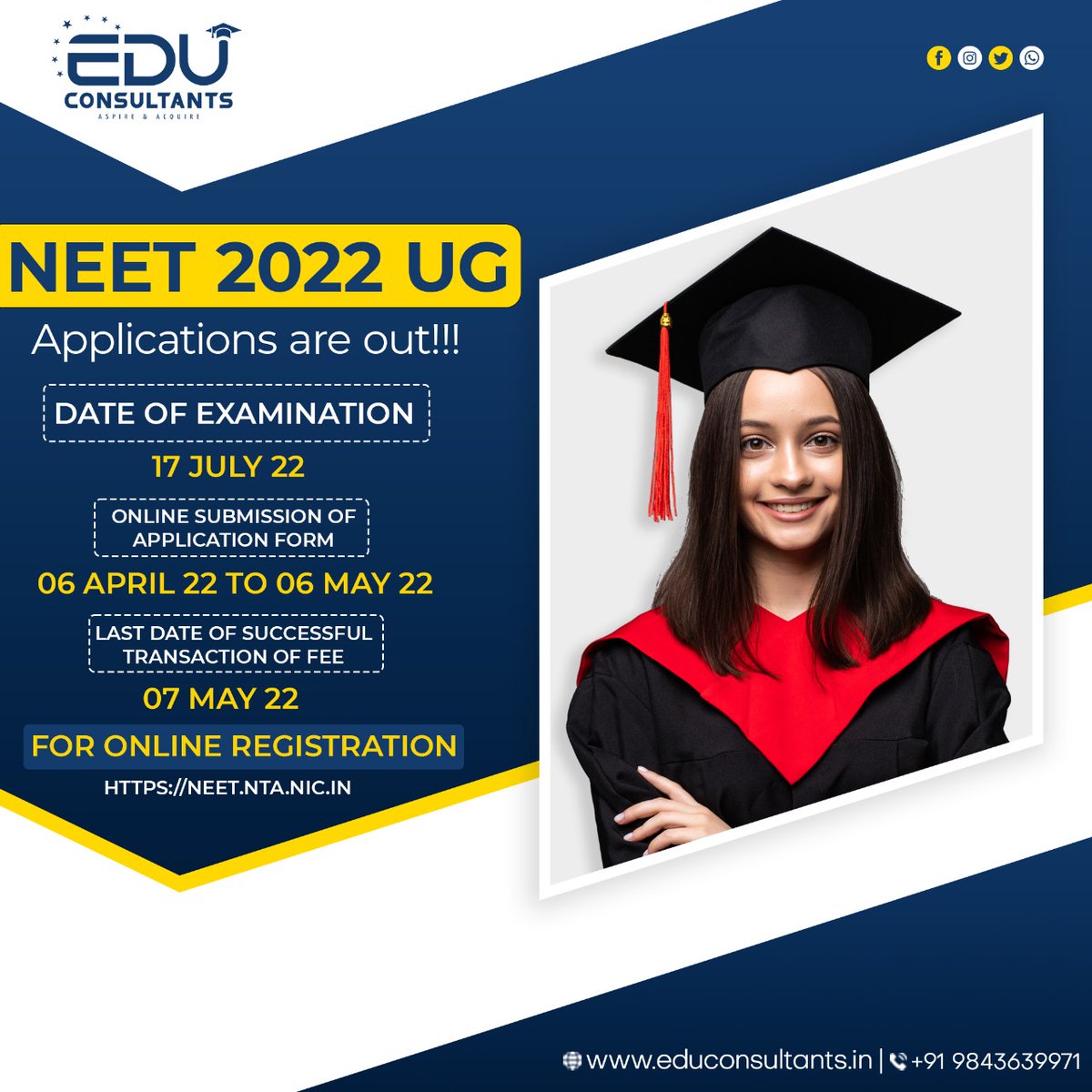 Excellent news for NEET aspirants!!! Candidates who are eagerly anticipating the NEET Exam can now apply
Contact us: 9843639971
#educonsultant #neetexam #neet #aiims #mbbs #neetapplication  #medical #doctor #neetpreparatio #neetcoaching #cbse  #doctors  #jipmer #pondicherry