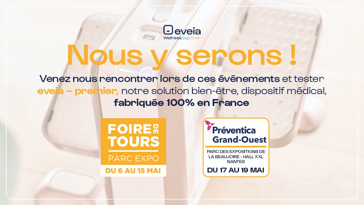 📣 <a href="/eveiawellness/">eveia wellness</a> sera présent à Foire de Tours du 6 mai au 15 mai ainsi qu’au Salon Préventica du 17 au 19 mai 😉. Nous vous attentons nombreux lors de ces évènements 👏🏻👀

#santéettravail #bienetre #eveia #télétravail #wellness #préventica #foiredetours #madeinfrance