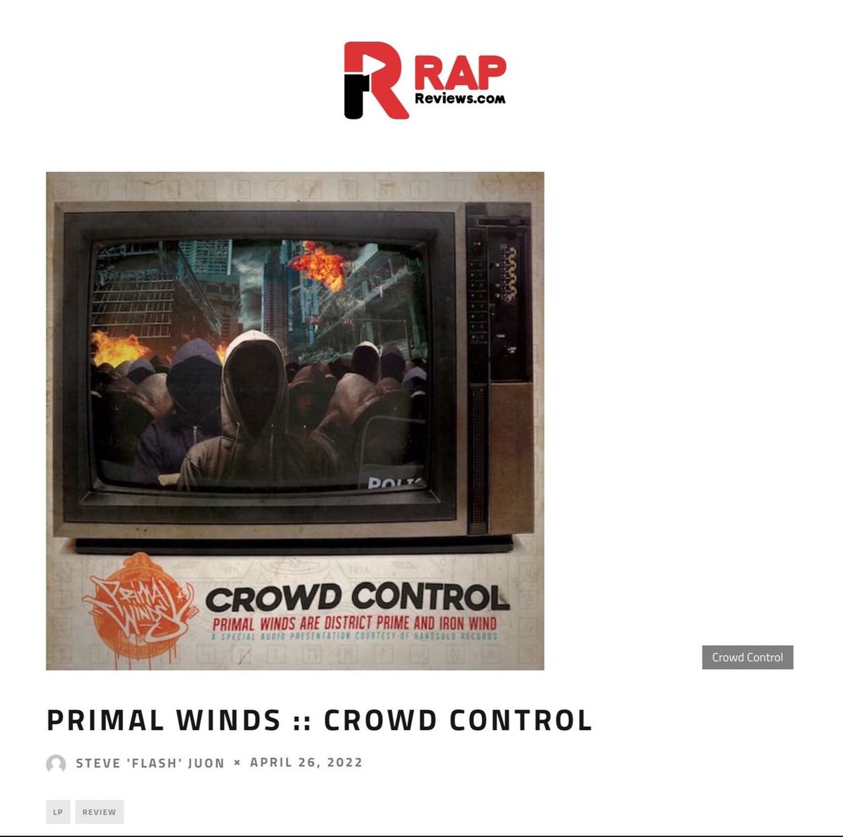 #BadAss #RapReview for @PrimalWindsRaps #CrowdControl @RapReviews scores a 8 out of 10 🤜💥🤛