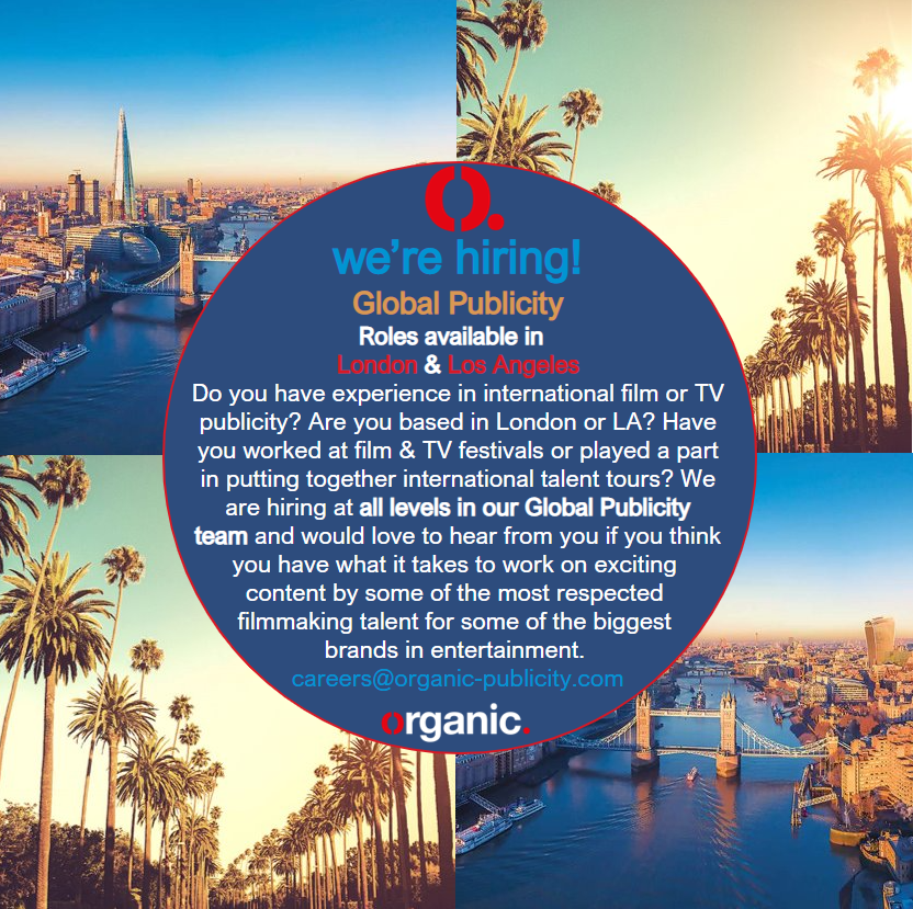 OrganicHQ's tweet photo. Do you have experience in international film or TV PR? Are you based in London or LA? 

We are hiring at all levels in our Global Publicity team! 

#job #jobvacancy #hiring #hiringnow #hiring2022 #filmpublicity #tvpublicity #globalpublicity #jobsinPR #PR #PRjobs #entertainmentPR https://t.co/01NYhWc572