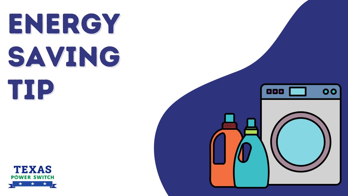 TXPowerSwitch's tweet image. Here's an easy energy-saving tip, only run your washing machine when you have a full load! This will quickly reduce how often you use it.🧦

In warmer weather, you can also switch from drying clothes in the dryer, to hanging them outside to air dry. 🍃

#energysavingtip