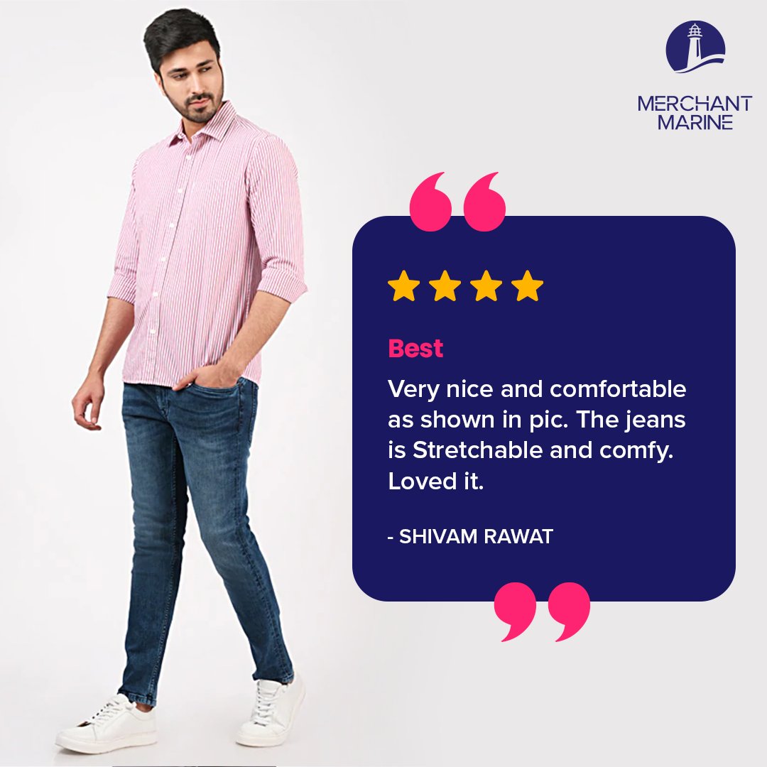 Hearing from our customers is a delight.
Thank you Shivam Rawat for your valuable feedback.
Check out our latest collection now! Link in bio.

#MerchantMarine #menswear #mensclothing #menstyle #menscollection #fashionwear #review #testimonialpost #shoponline #mensshopping