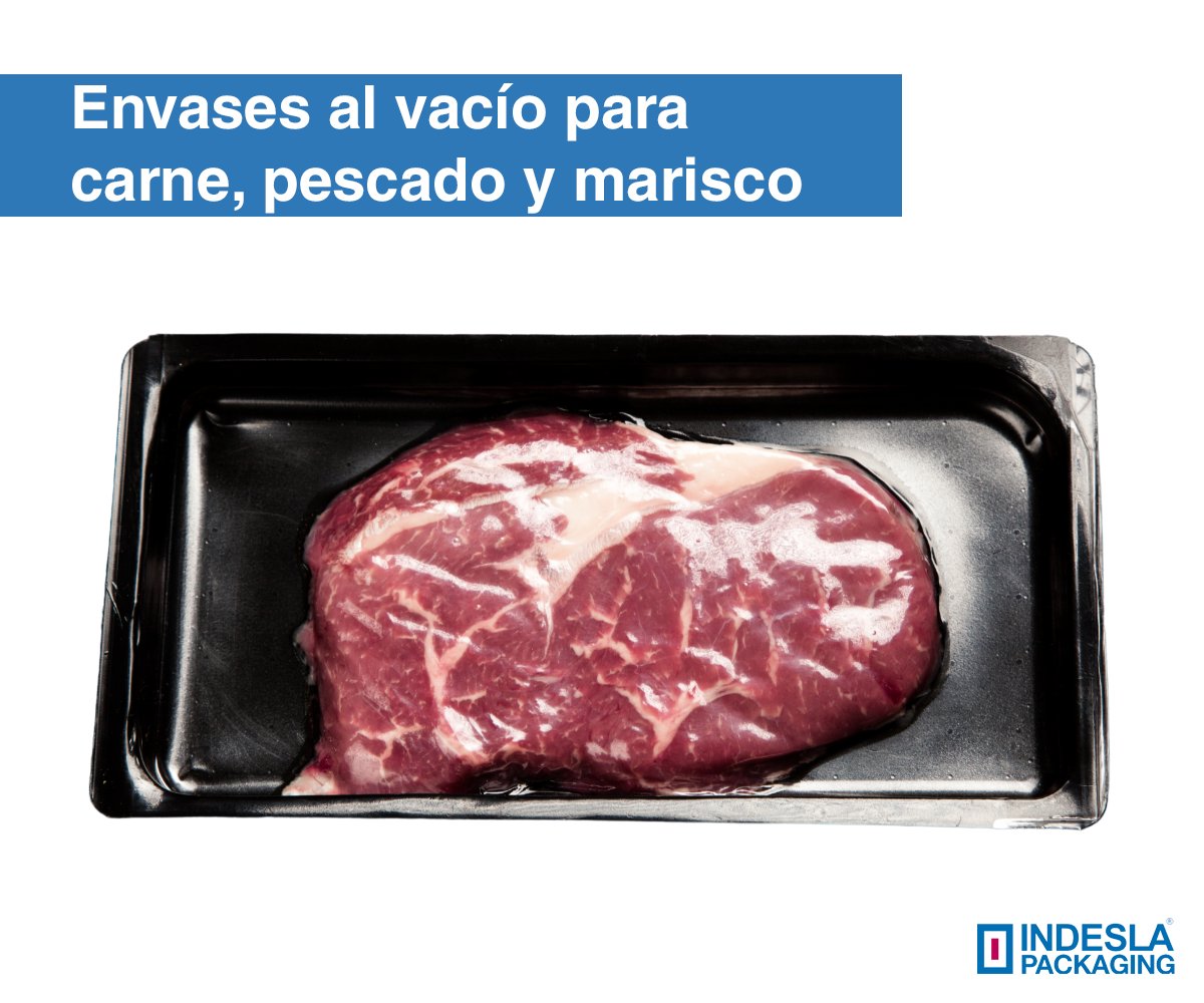 indesla's tweet photo. Una de nuestras soluciones de #envase para los sectores cárnicos 🐽 y de pescado 🐟 o marisco 🦐 combina una base de #rPET con un sellado al vacío que ✔️reduce del desperdicio alimentario y ✔️expande las oportunidades de comercialización. https://t.co/aGxjWHeuhT https://t.co/sKAZrh7L9u