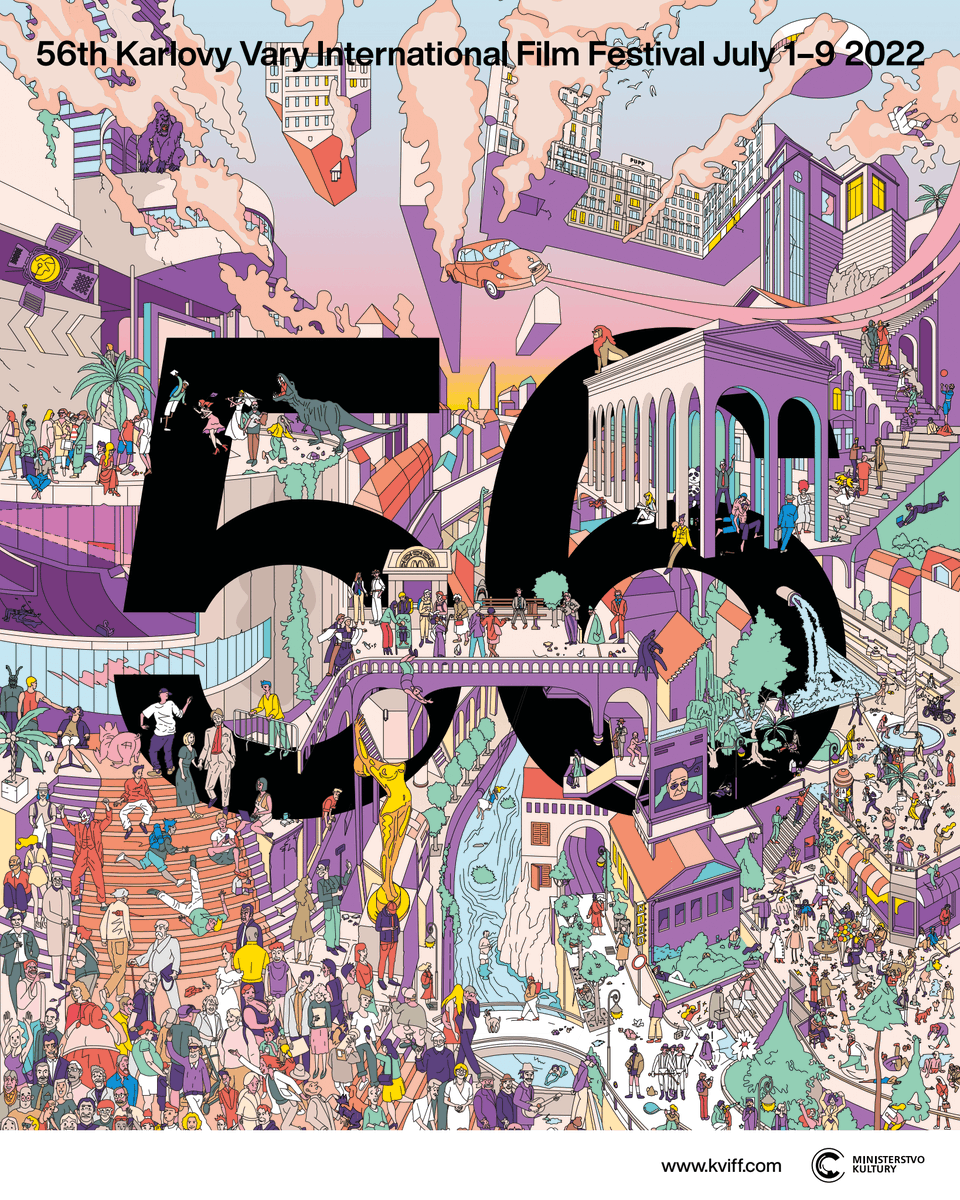 “The festival poster is an illustration and celebration of the things we experience together along Karlovy Vary’s colonnade. You can find your own Wally–and many other figures associated with the festival’s history,” say the authors Jonatan Kuna &amp; Zuzana Lednická of #StudioNajbrt