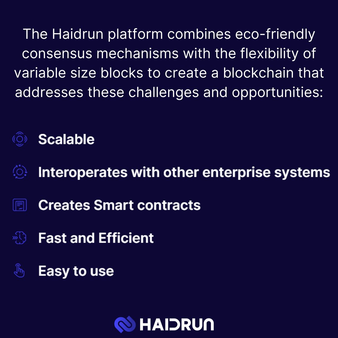 Smart, Efficient, Transparent.

Our B2B blockchain platform enables streamlined business processes at scale with some key features to get the best return on investment. 

Speak to our experts today: 

haidrun.com/contact/?utm_s…+