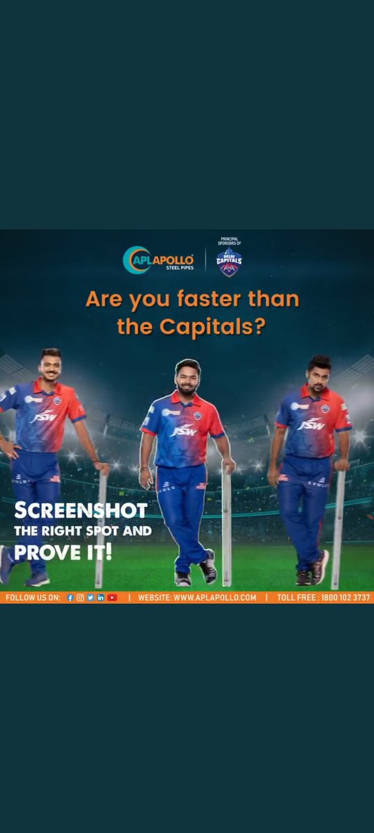 tushnemma's tweet photo. @aplapollo_tubes @DelhiCapitals There you go ☺️
#MenOfSteel #StrongerTogether #APLAPOLLOxDC #WeCraftSteel #APLApollo https://t.co/IKxeRykCg4