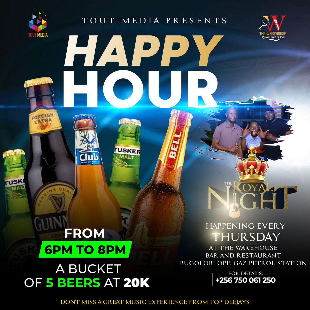 Ugaman01's tweet photo. This Thursday the @WarehouseUg >>> #RoyalNight happy HOUR https://t.co/iLCi5XGeTR