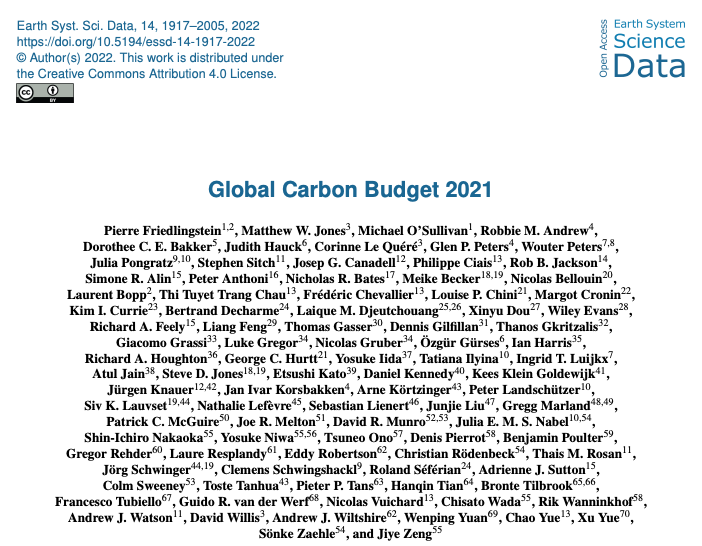 GlobalCarbonProject (@gcarbonproject) on Twitter photo The final peer-reviewed Global Carbon Budget 2021 is now published <a href="/ESSD_journal/">Earth Syst Sci Data</a>
essd.copernicus.org/articles/14/19…
<a href="/PFriedling/">Pierre Friedlingstein</a> <a href="/Peters_Glen/">Glen Peters</a> <a href="/clequere/">Corinne Le Quéré</a> <a href="/robbie_andrew/">Robbie Andrew</a> @JudithHauck <a href="/Jones_MattW/">Matt Jones</a> <a href="/ciais_philippe/">Philippe.ciais</a>
<a href="/StanfordWoods/">Stanford Woods Institute</a> <a href="/JurgenKnauer/">Jürgen Knauer</a> <a href="/soenke_zaehle/">Sönke Zaehle (@soenke_zaehle@mas.to)</a> <a href="/ilitat/">Prof. Tatiana Ilyina</a> <a href="/georgehurtt/">George Hurtt</a> @carBenPoulter The final peer-reviewed Global Carbon Budget 2021 is now published <a href="/ESSD_journal/">Earth Syst Sci Data</a>
essd.copernicus.org/articles/14/19…
<a href="/PFriedling/">Pierre Friedlingstein</a> <a href="/Peters_Glen/">Glen Peters</a> <a href="/clequere/">Corinne Le Quéré</a> <a href="/robbie_andrew/">Robbie Andrew</a> @JudithHauck <a href="/Jones_MattW/">Matt Jones</a> <a href="/ciais_philippe/">Philippe.ciais</a>
<a href="/StanfordWoods/">Stanford Woods Institute</a> <a href="/JurgenKnauer/">Jürgen Knauer</a> <a href="/soenke_zaehle/">Sönke Zaehle (@soenke_zaehle@mas.to)</a> <a href="/ilitat/">Prof. Tatiana Ilyina</a> <a href="/georgehurtt/">George Hurtt</a> @carBenPoulter