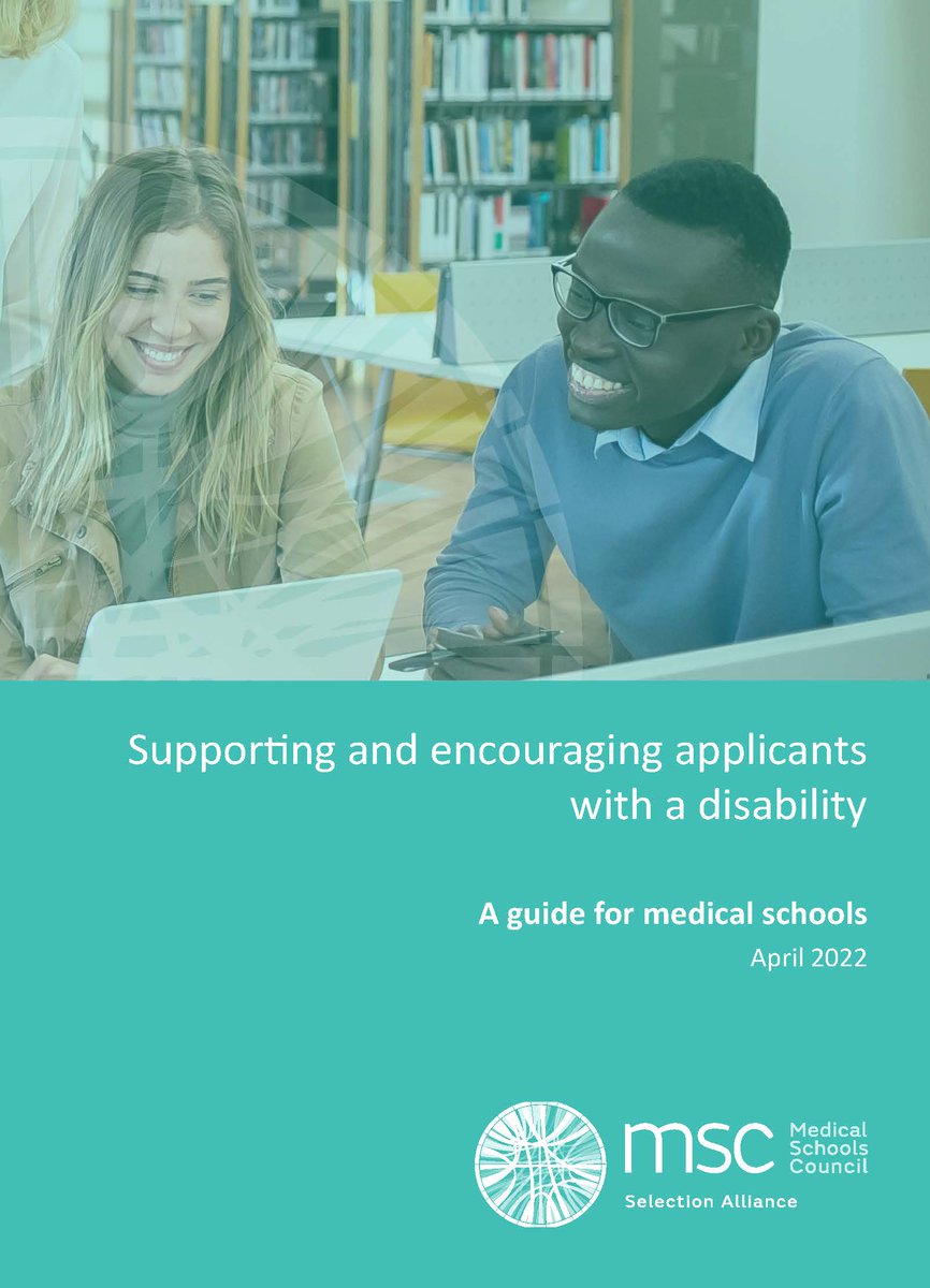 MSC has just published two guides on supporting applicants with disabilities. The first provides guidance to medical schools to make their environments more inclusive and the second offers support to disabled applicants. Read the guides: bit.ly/3rMTVuD
