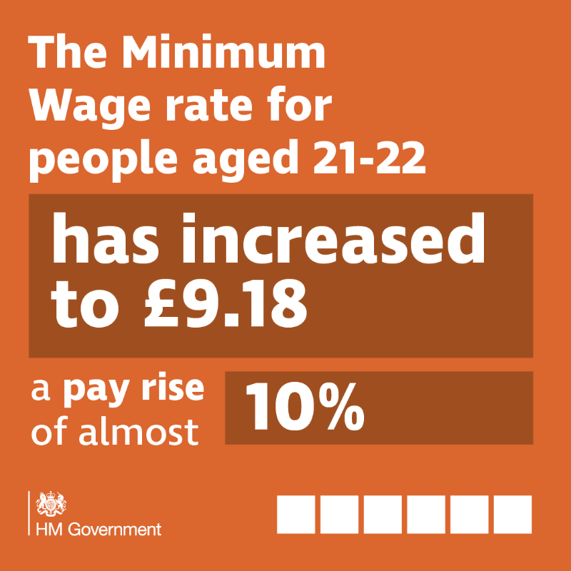 SciTechgovuk's tweet photo. The National Minimum and Living Wage both went up on 1 April. 

Your hourly rate depends on your age and if you are an Apprentice. 

Remember to check your payslip in April to make sure you’re getting the wages you're entitled to. 

#CheckYourPay here 👉 https://t.co/LXJZz8cuWe