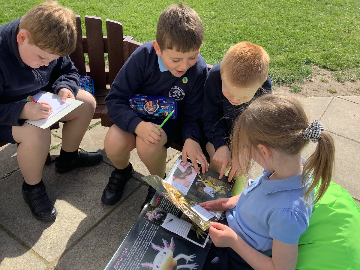 Fun in the sun enjoying our new outdoor reading area.☀️📚