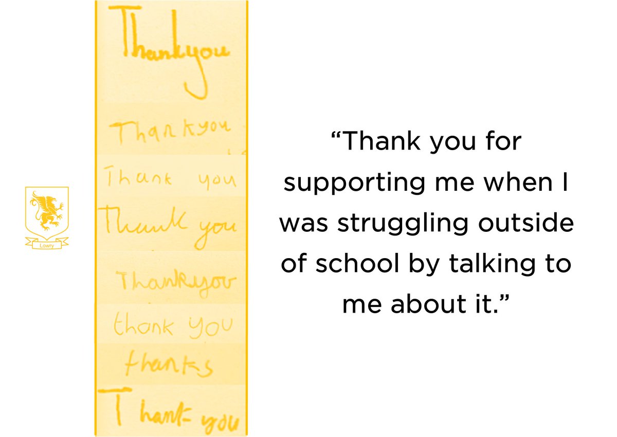 WellacreAcademy's tweet photo. Student appreciation of Wellacre staff who support them is wonderful to see and we're proud to share their words of thanks #HalfTermHero #Lowry #ThankYou https://t.co/jWR9LnDb74