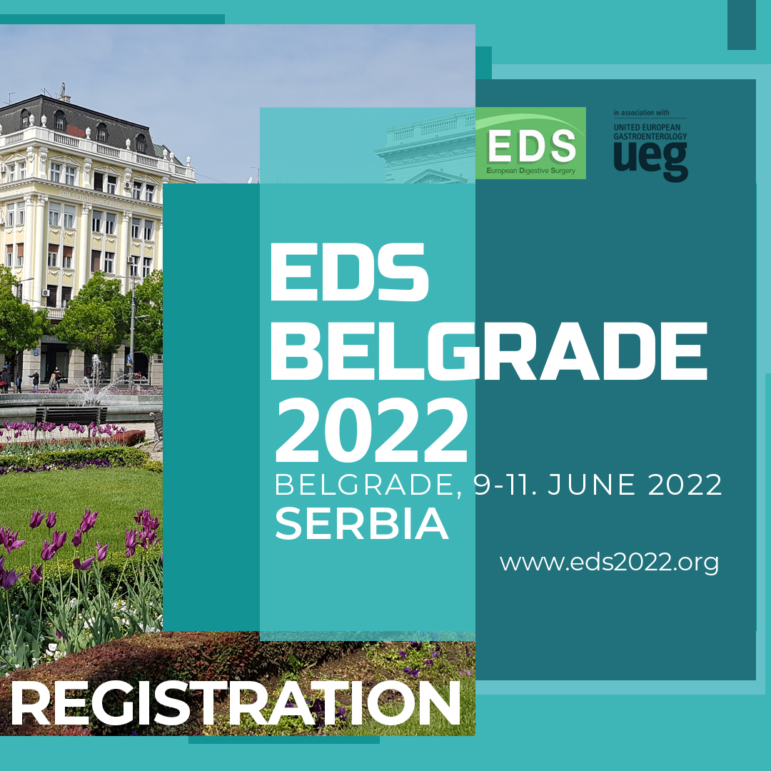 14th EDS meeting – Postgraduate Course “Modern management of GI disease” in Belgrade from 9-11th June 2022, at Hotel Crowne Plaza. eds2022.org/registration/