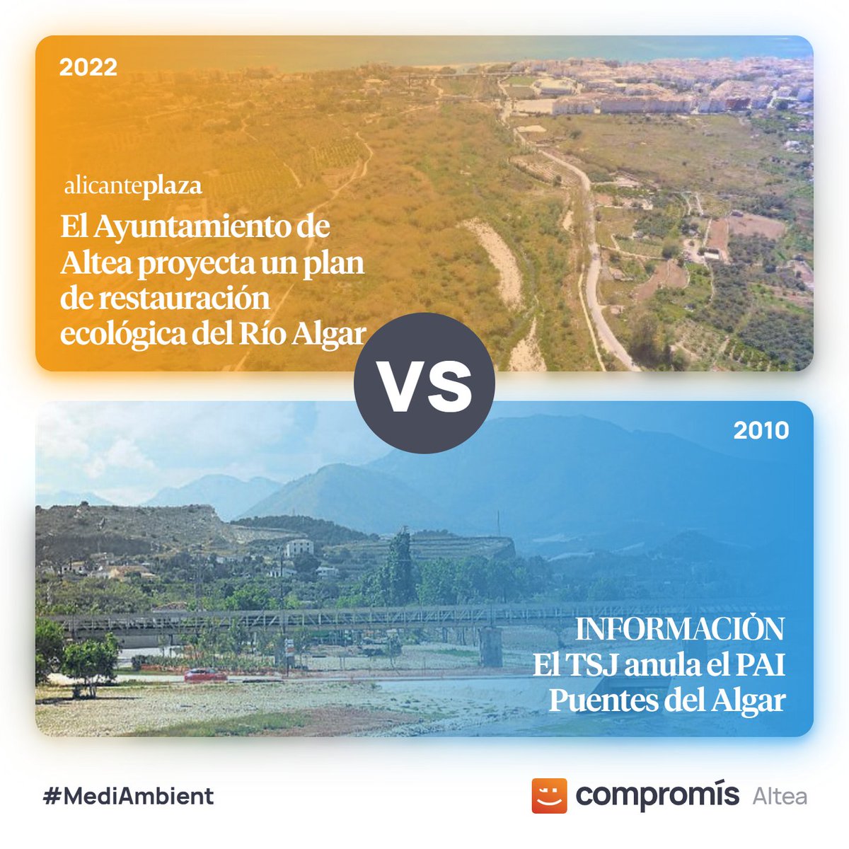 🟠 🏞 El PP volia destrossar el Riu Algar, nosaltres el vam defensar davant la barbaritat que suposava Los Puentes del Algar 😡

👉 Ara demanem una subvenció de més de 𝟴𝟬𝟬.𝟬𝟬𝟬€ per a la Restauració Ecològica del Riu Algar  🤝✅

ℹ comprom.is/regeneracio_Al…

#RiuAlgar #Altea