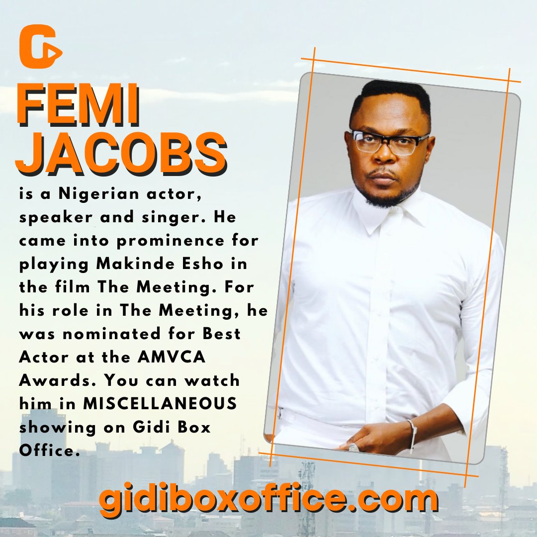 Femi Jacobs is the star ✨ on MISCELLANEOUS on gidiboxoffice.com 🍿

#nollywood #nollywoodmovies #nollywoodactors #nollywooddreams #nollywoodafricanmovies #nollywoodbestmovies  #nollywoodbest #nollywoodfilms  #familymovies #boxofficemovies #latestnollywoodmovies