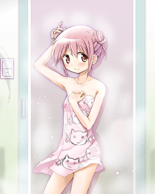 4月26日 よいふろの日ということで、お風呂上りまどかちゃん。(過去絵) 
