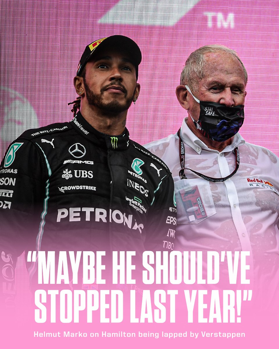 ESPNF1's tweet image. Helmut Marko&apos;s reaction to Hamilton being lapped by Verstappen 🤐
