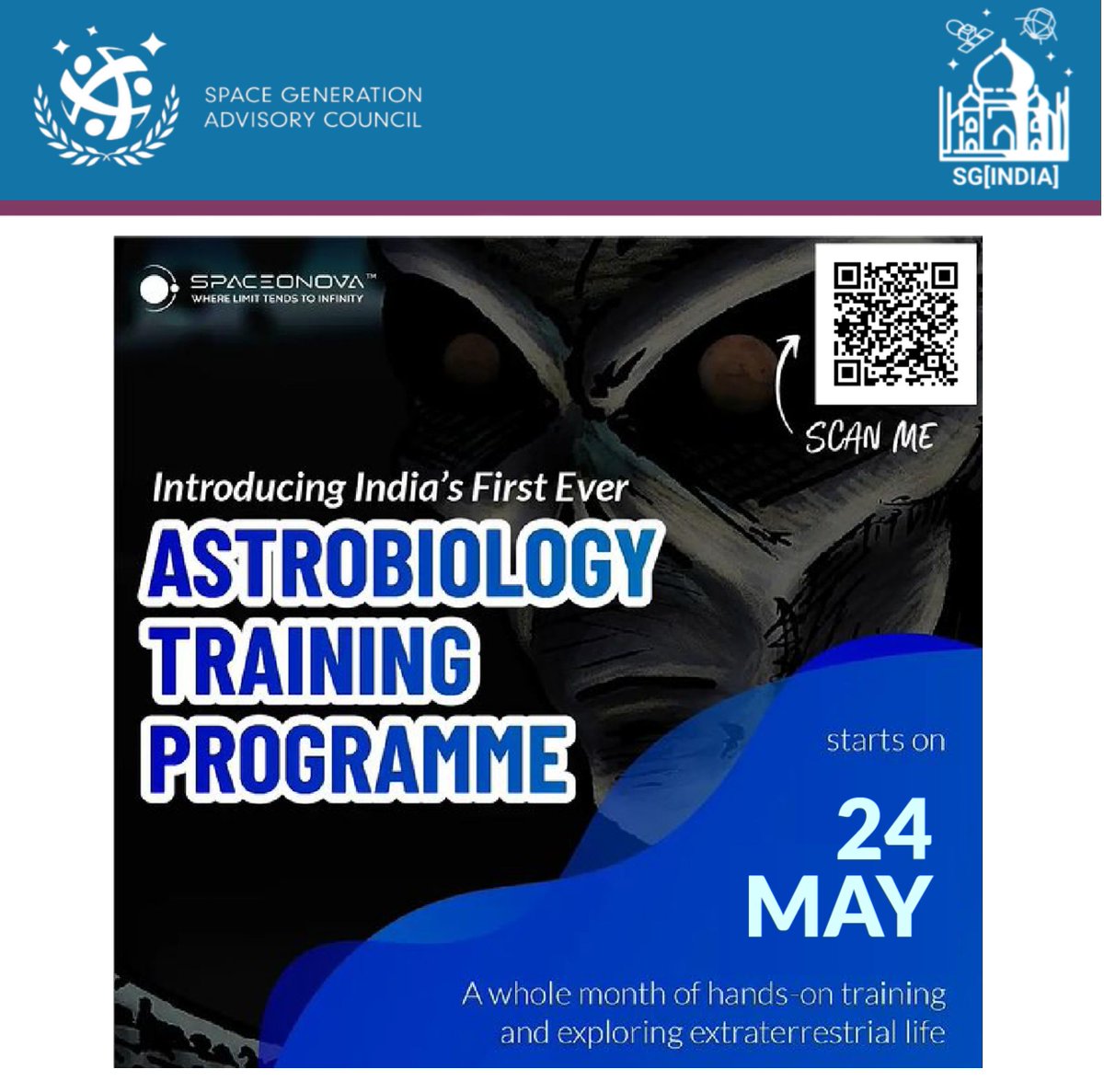 SGAC's tweet photo. SG[India] thanks our Knowledge Partner @spaceonova who generously supported our event. Participate in their interdisciplinary space activities such as the Mars Analogue Expedition and the Space Science Challenge. Check out their website for more details https://t.co/Cg6hmO8G1M https://t.co/6O4gcgF3Da