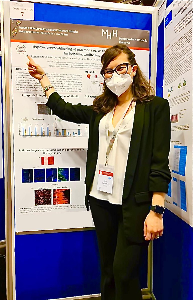 An outstanding contribution by our ESR 
<a href="/MaridaSansonet/">Marida</a> in DGK congress! Her poster was selected best in the session “cardioprotection &amp; inflammation” &amp; nominated for the poster prize 🤞
Congrats to Marida &amp; her supervision team, Dr Mira Jung &amp; Pr @ThomasThum_Lab <a href="/HannoverMh/">mh-hannover</a>  👏