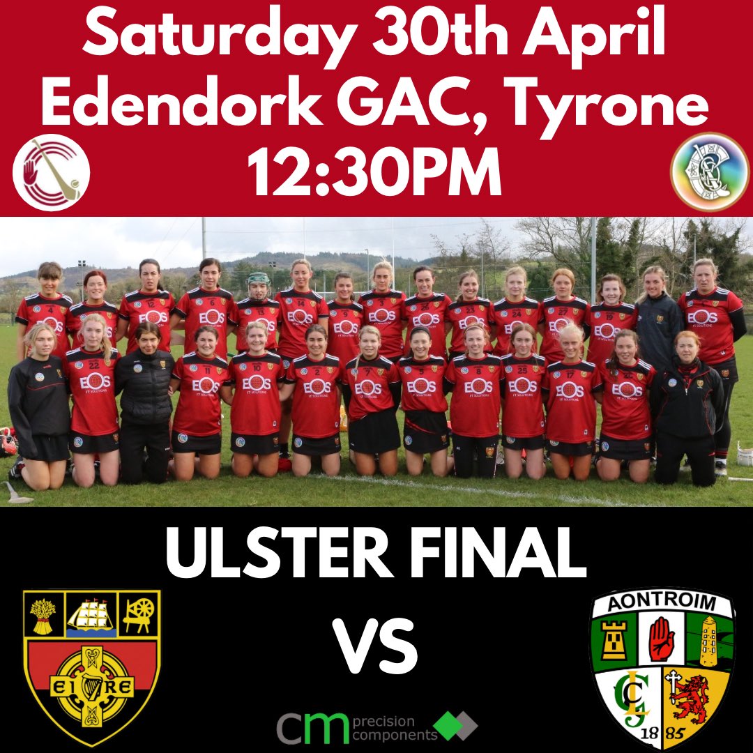 ULSTER FINAL 🏆

Down will take on <a href="/antrimcamogie/">Antrim Camogie</a> in the Ulster Senior Final this weekend.

🏟 @edendork_gaa 
📆 Sat 30th April
⌚️ 12:30pm

Let’s get behind our senior camogs and get as much support as possible at the game 🔴⚫️