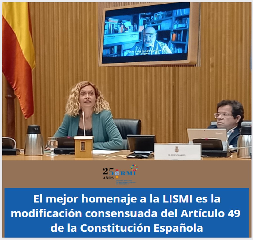 Cermi_Estatal's tweet photo. El mejor homenaje a la LISMI es la modificación consensuada del Artículo 49 de la Constitución Española, así lo ha expresado con rotundidad el presidente del @Cermi_Estatal en el acto que celebra el 40 aniversario de la LISMI https://t.co/km74pdlcrv