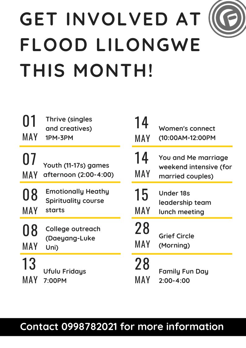 FloodLilongwe's tweet photo. Looking to get involved at Flood this may? below are ways to get involved in this month: https://t.co/KMnZjEAgt7