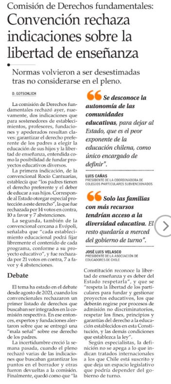 El gran problema de la Convención es su desconfianza con los padres. No creen que ellos son los encargados de dirigir la educación de sus hijos y que todas las demás instituciones, cómo los proyectos educativos y el Estado, deben estar a su disposición.